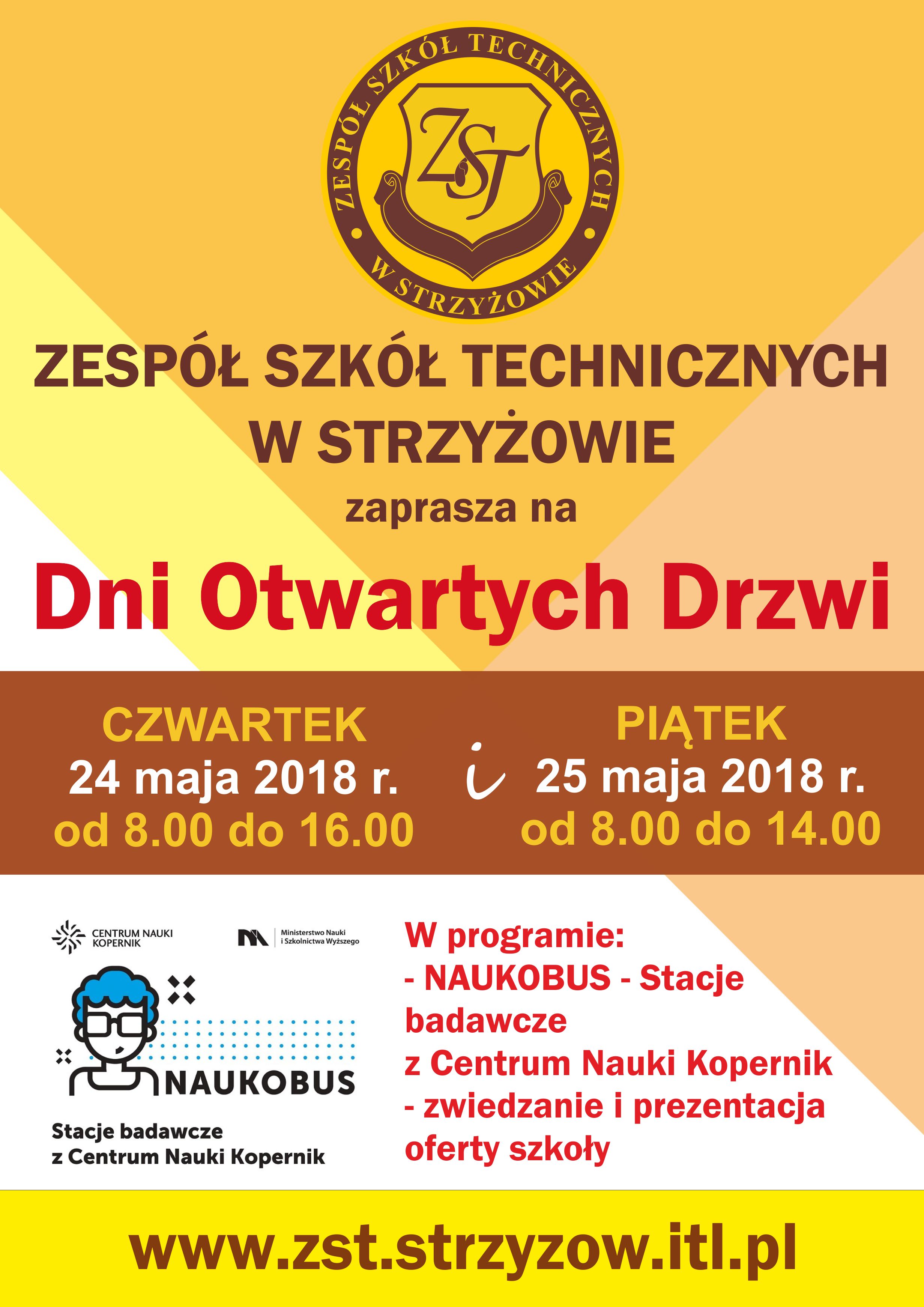 Naukobus z Centrum Nauki Kopernik w Warszawie w ramach Dni Otwartych Drzwi Zespołu Szkół Technicznych w Strzyżowie